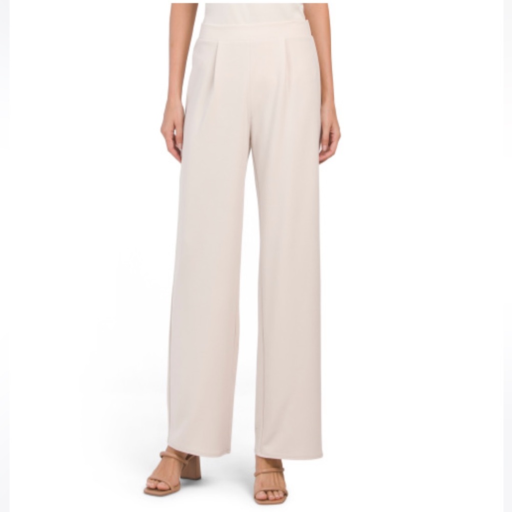 Premis Wide Leg with Pleats Beige Pull up Pants / Size M